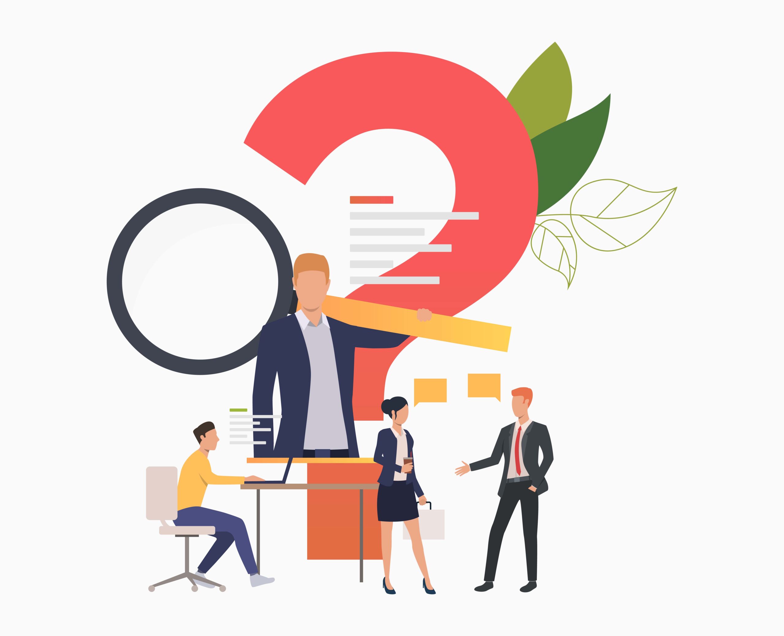Contact man browsing information, people talking vector illustration